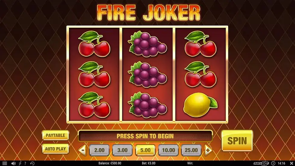 Symbols tombant lors d'un tour de Fire Joker